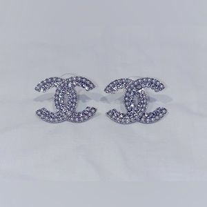 Silver CC Rhinestone Earrings